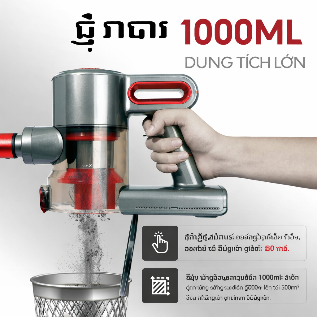 Thông tin Máy hút bụi cầm tay không dây MEKOLIFE Free A7 chính hãng đa năng hút bụi mini giường nệm ô tô ghế sofa.